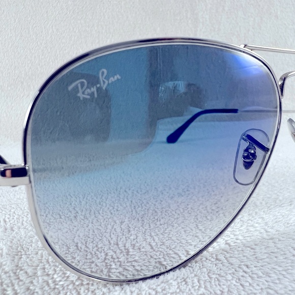 Ray Ban Aviator Gradient Glasses RB3025 16-135-2N Silver Frames - Picture 5 of 7